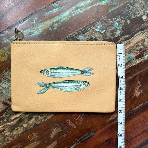 Hand Painted Sardine Madewell Tan Pouch - Picture 7 of 9
